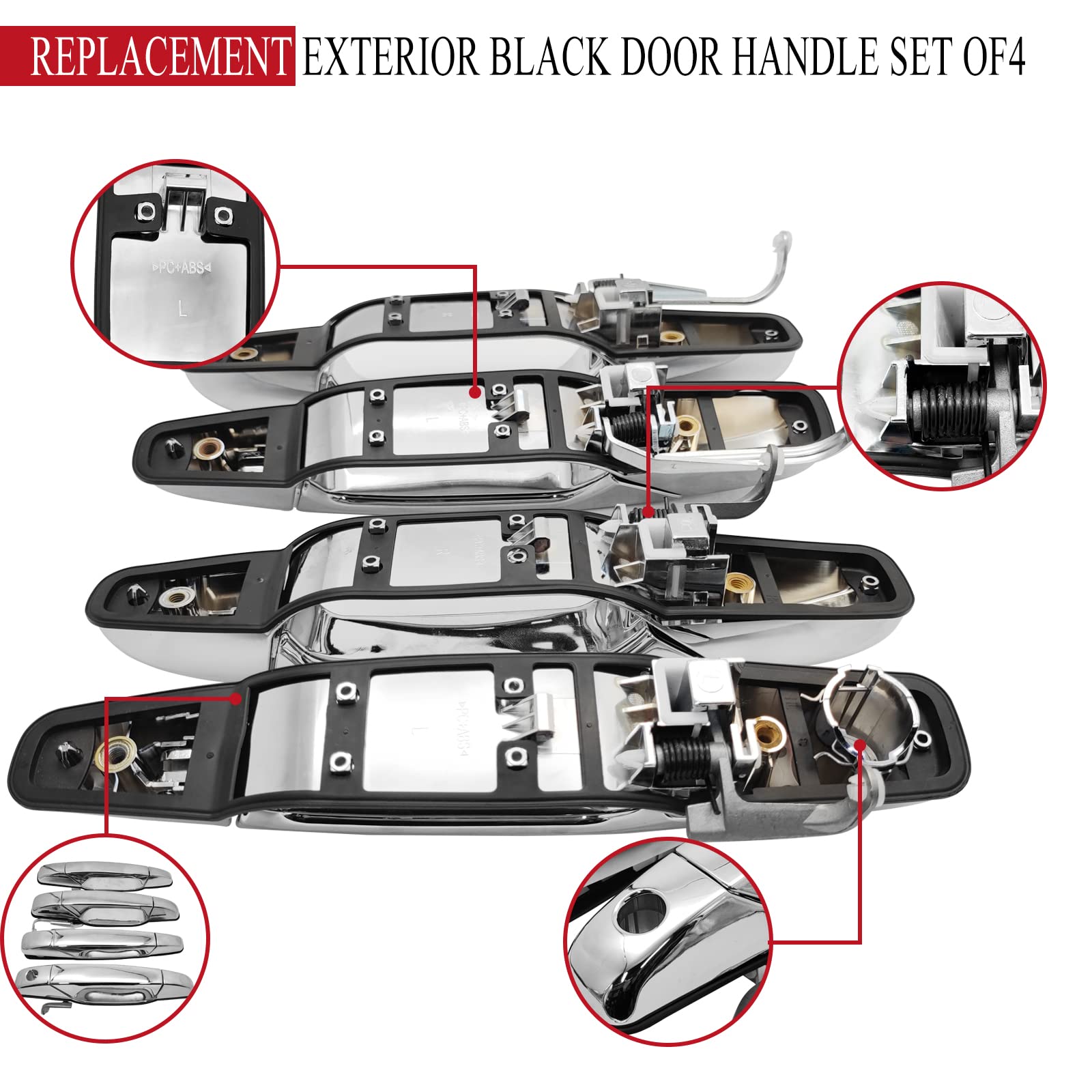 X4XZ door handle kit opened, shows four replacement parts