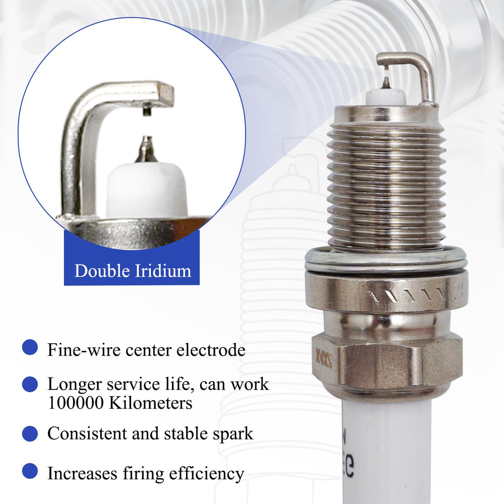 X4XZ double iridium spark plug close-up showing precision electrodes.