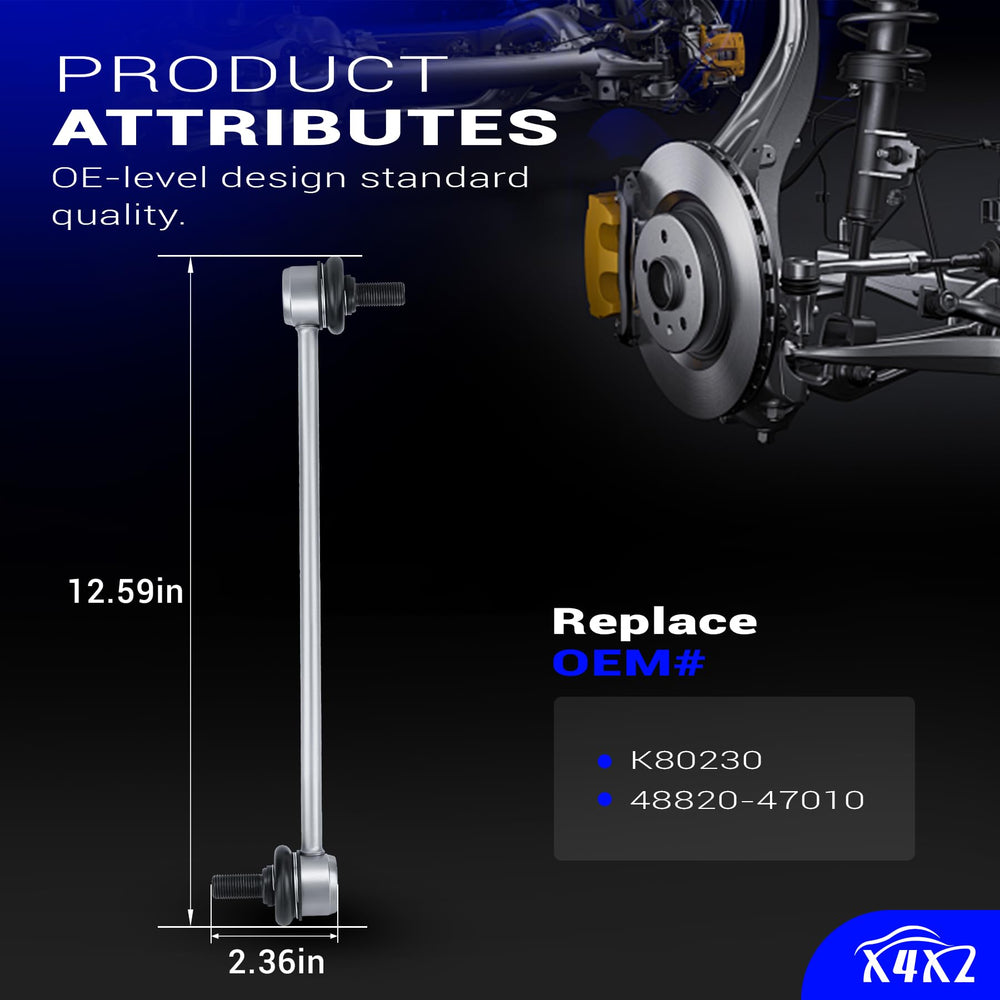 X4XZ K80230 front stabilizer link, Toyota Prius, angle view, boosts suspension stiffness.