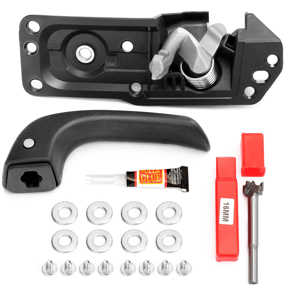 X4XZ left driver door handle kit closeup showing durable plastic for lasting replacement.
