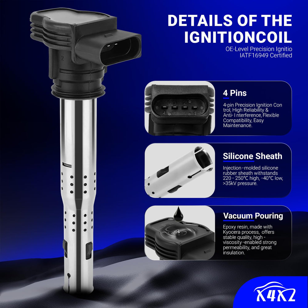 X4XZ packaging-front-view reveals four coils and four plugs.