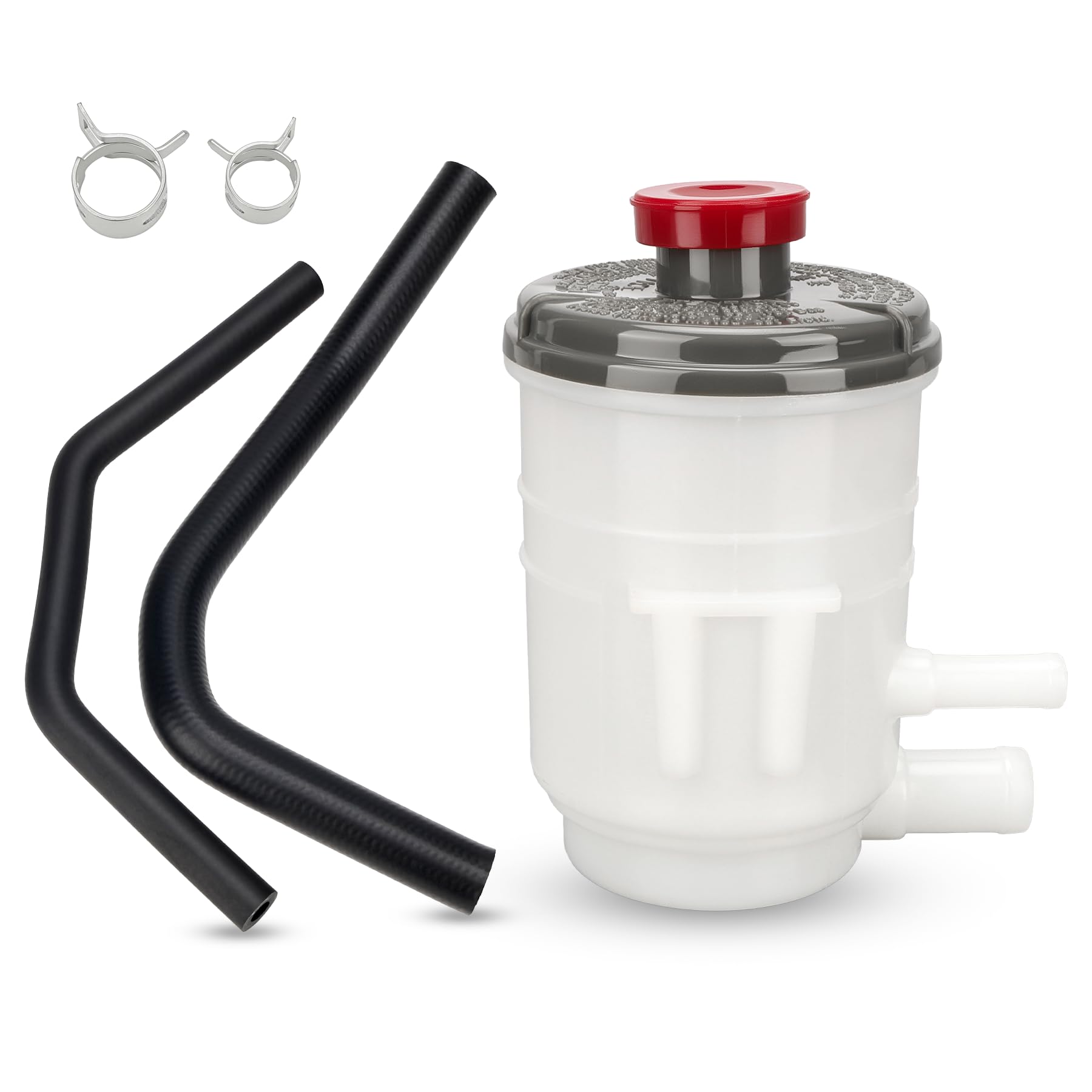 X4XZ power steering reservoir with clear chamber for steady fluid flow