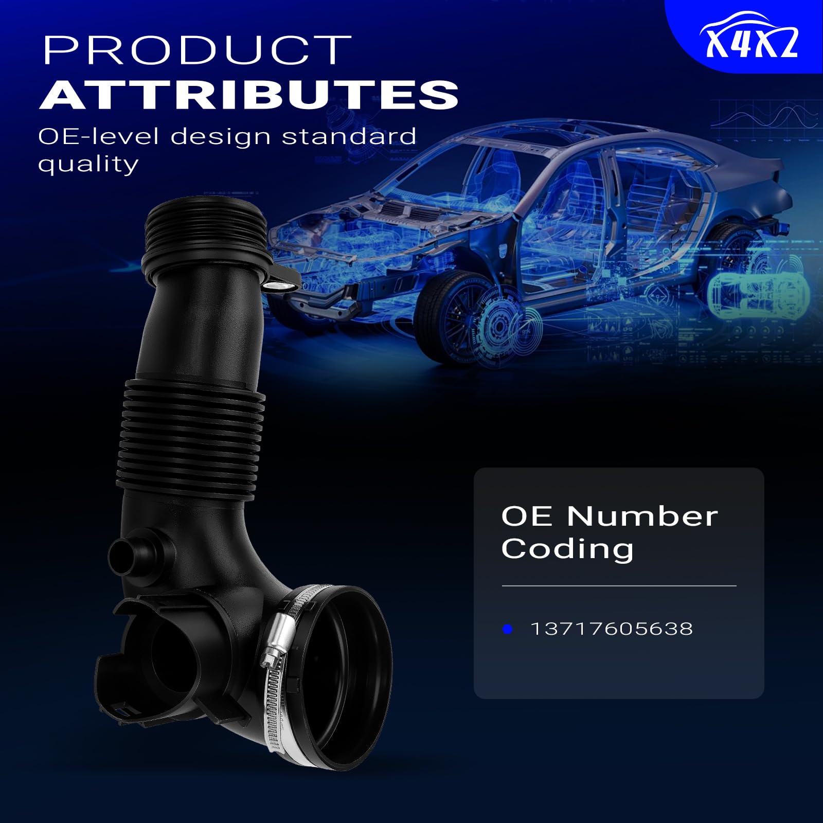 X4XZ rubber hose closeup shows fiber reinforcement for durability.