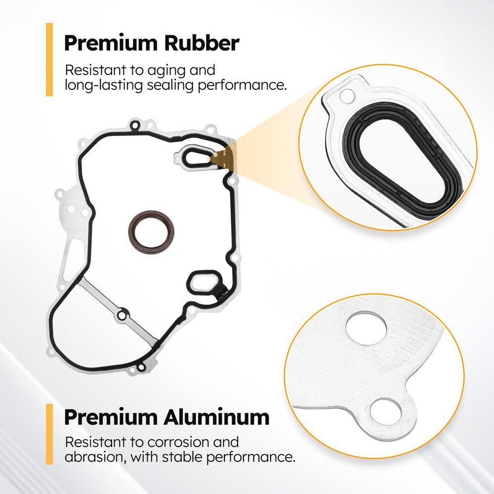 X4XZ timing cover gasket set compatibility chart illustrates multi-model coverage.