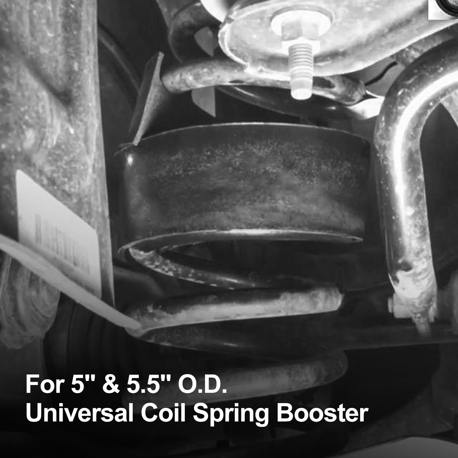 X4XZ universal 5in-od coil spring spacer fit image highlights compatibility with multiple vehicles.