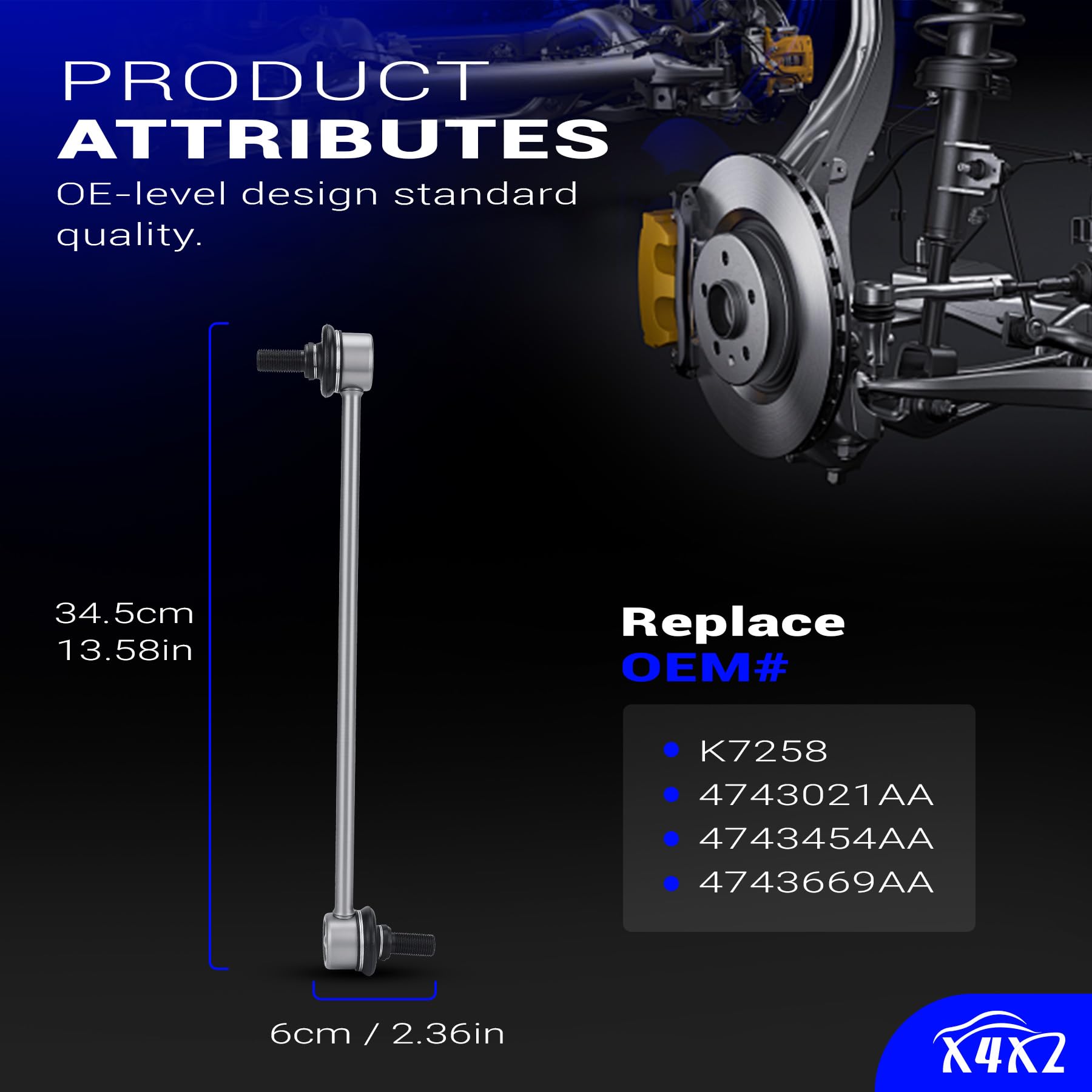 X4XZ packaging image demonstrates OE-quality finish and branding.