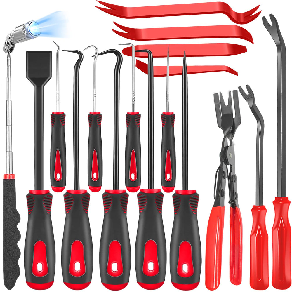 XBVV 17-piece kit with illuminated telescoping handle aiding hard-to-reach fasteners
