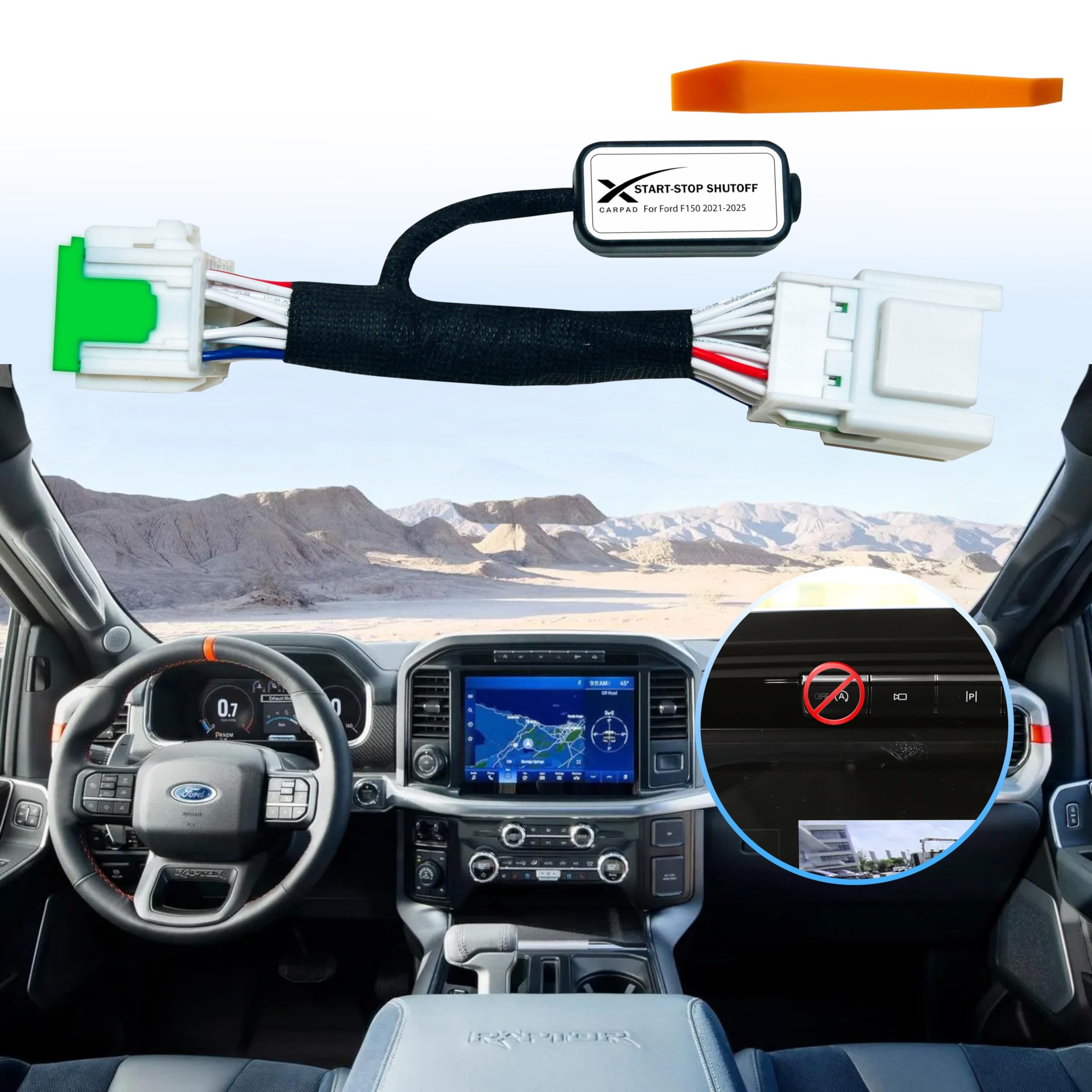 Xcarpad installation-ready connectors shown for quick mounting on F-150.