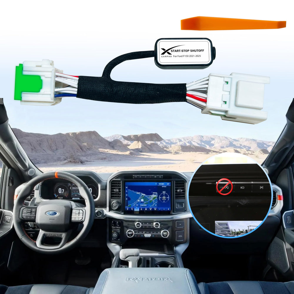 Xcarpad installation-ready connectors shown for quick mounting on F-150.