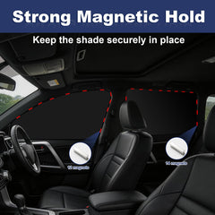 Rear shade demonstrates blackout privacy for rear passengers on sunny days.