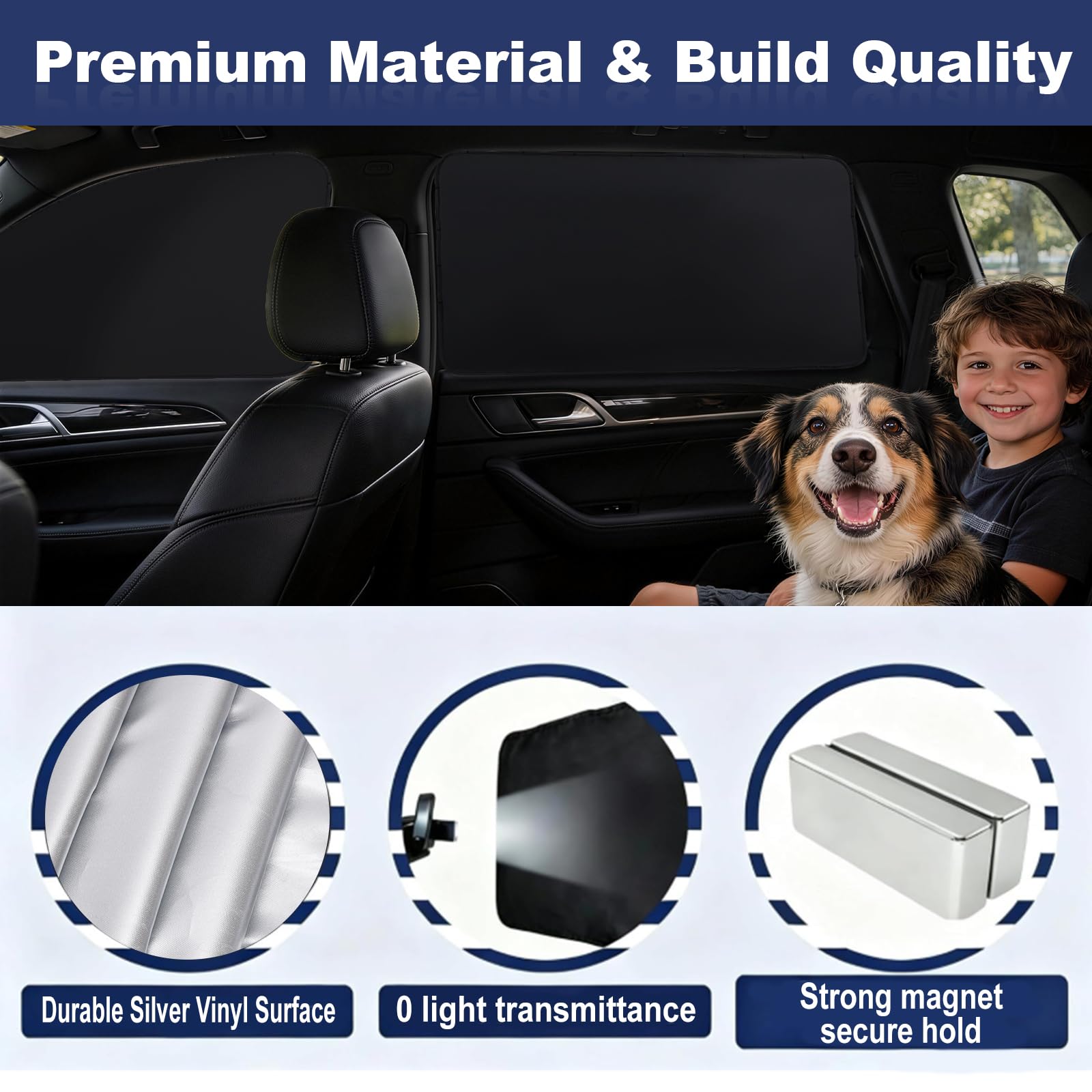 Four-pack design covers front and rear windows for longer road trips.