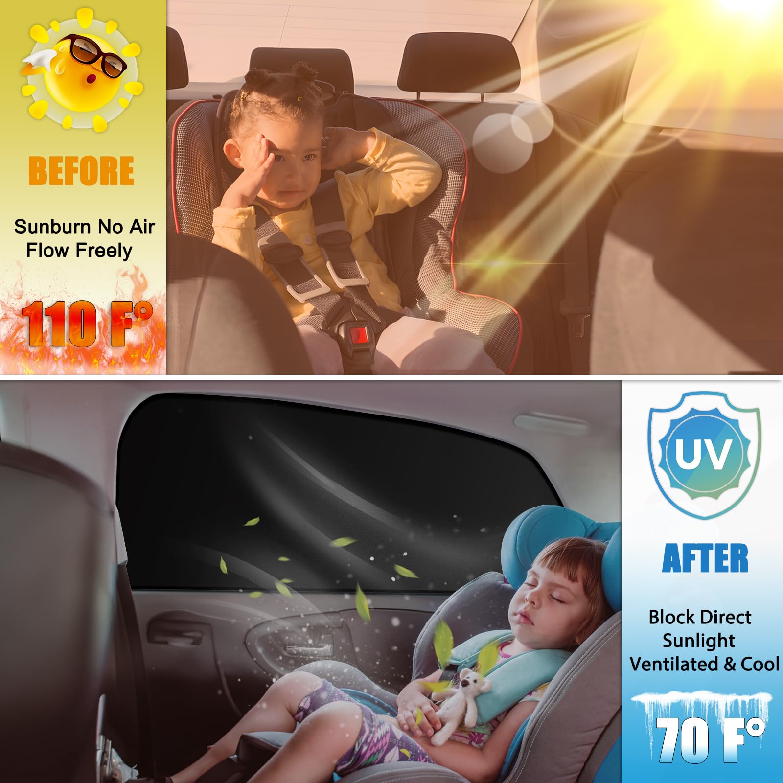 XCBYT magnetic window shade on front right window creates a cooler cabin.