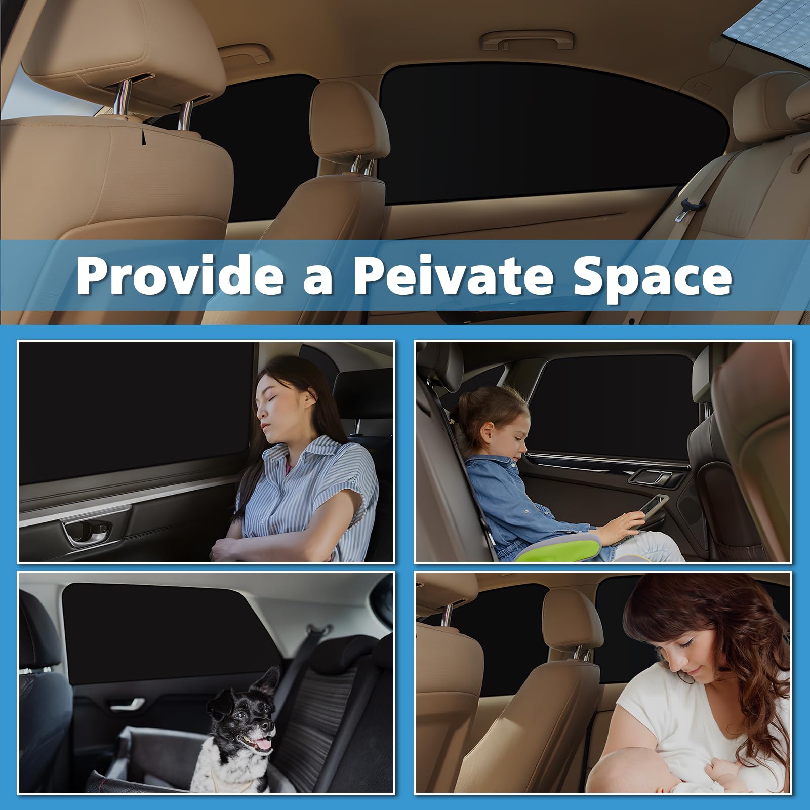 XCBYT rear-left shade provides sun protection during long trips.