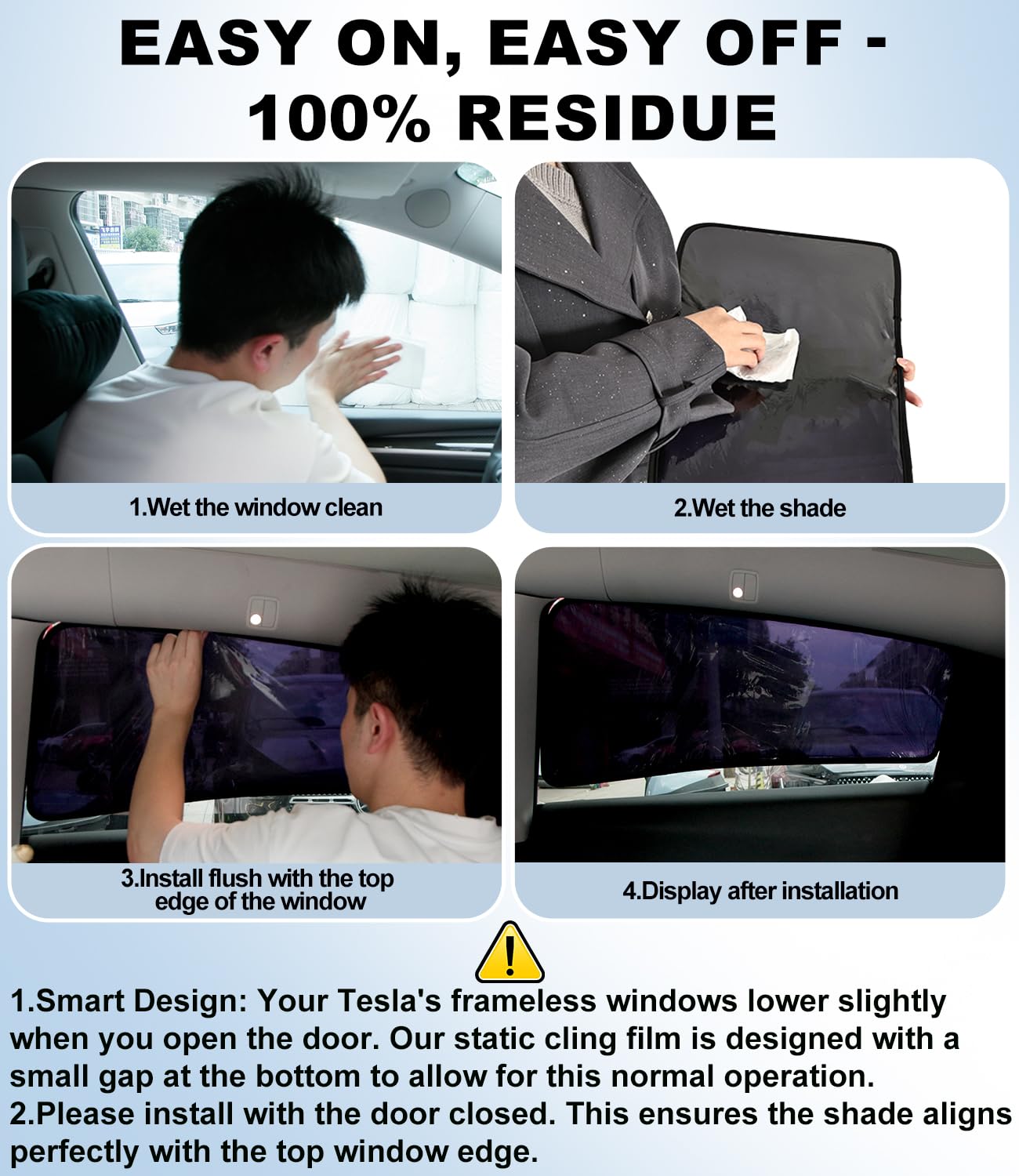 XCBYT shade installation example shows simple static cling application