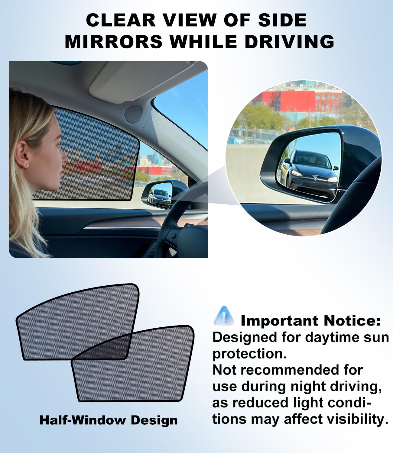XCBYT rear shades providing UV protection for passengers