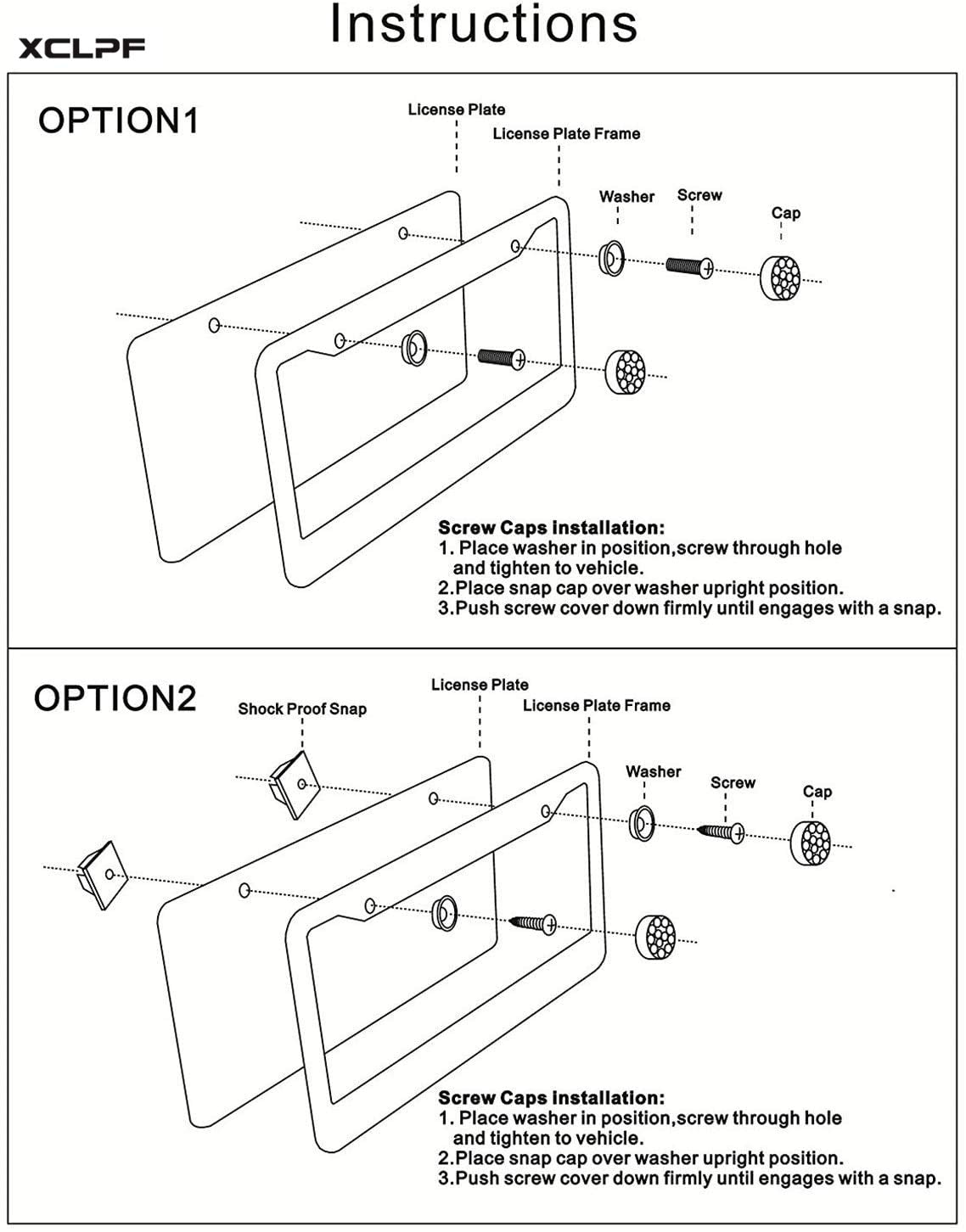 XCLPF standard size frame fits US and Canada plates