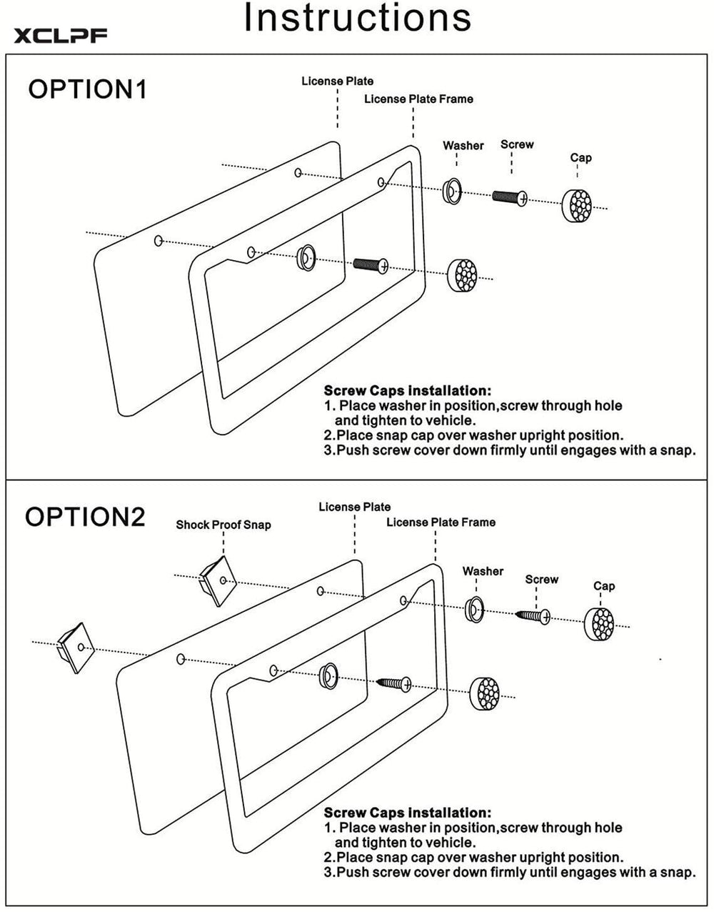 XCLPF standard size frame fits US and Canada plates
