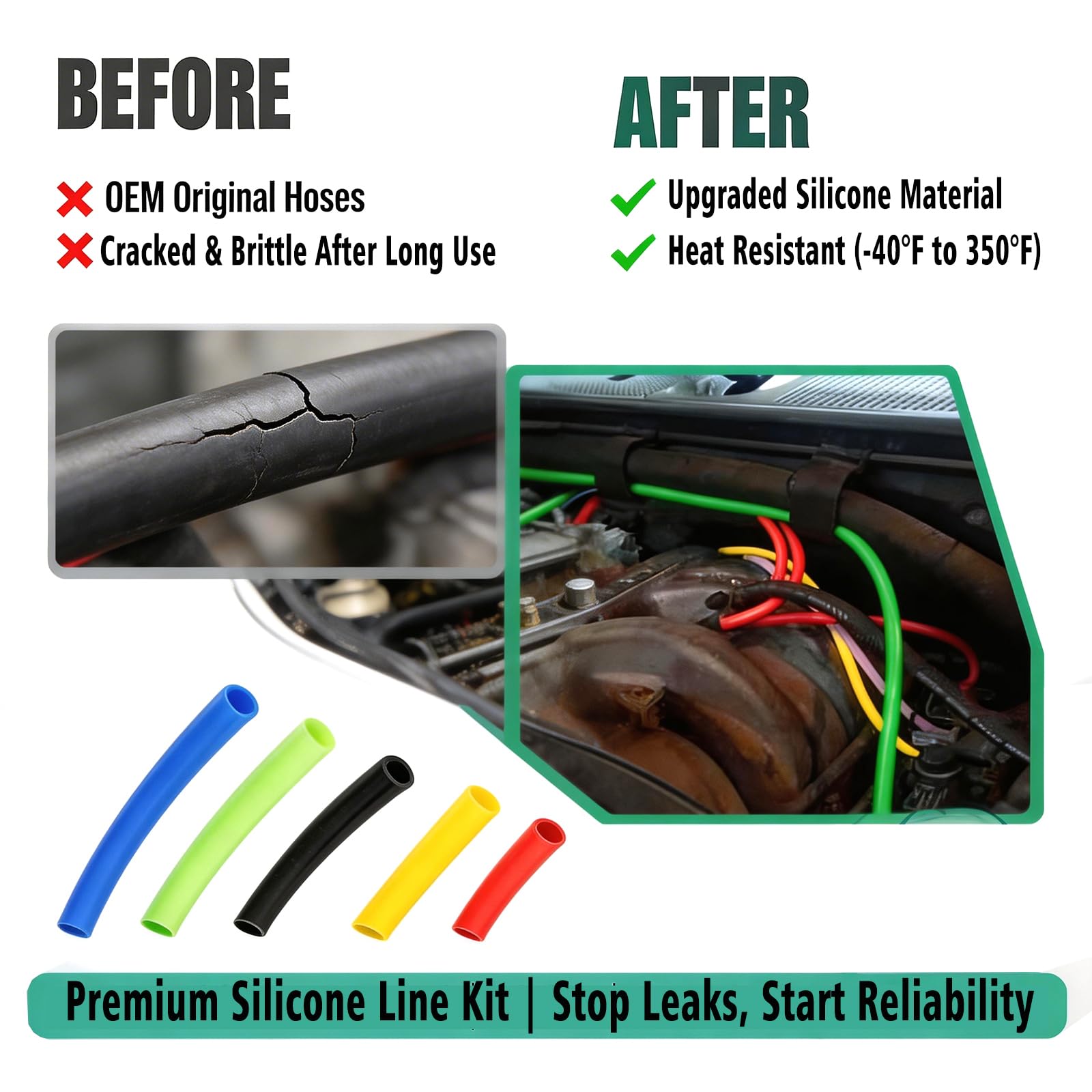 XDBower black 8ft hose enables long, clean hose runs in tight spaces.