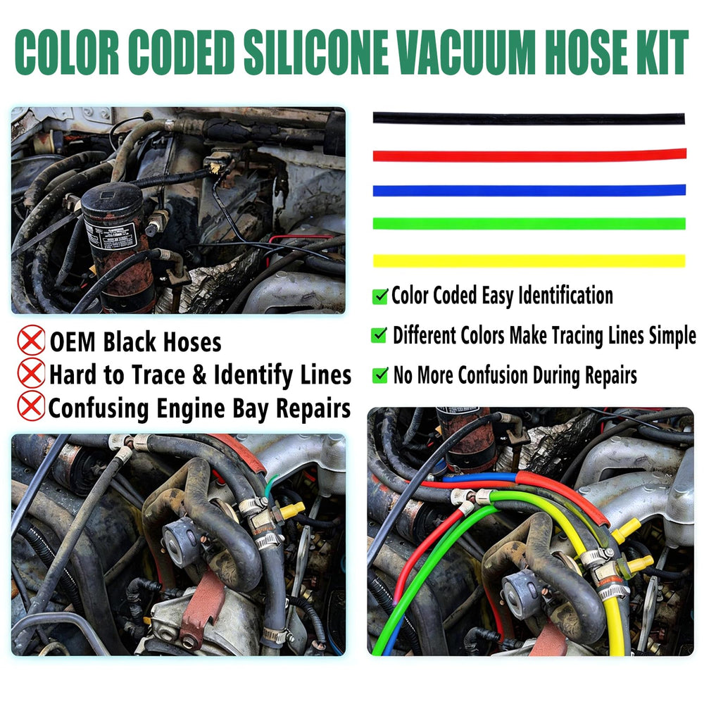 XDBower lime green 5ft hose for durable engine bay connections.