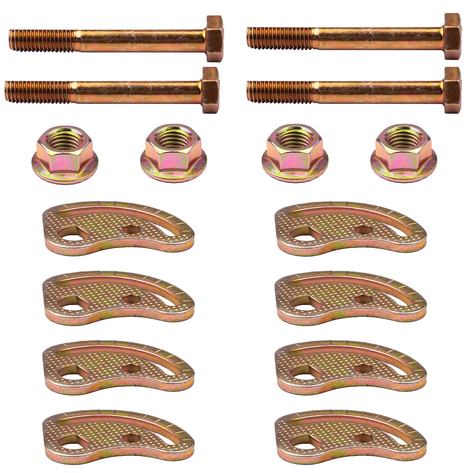 XDDPRO upper control arm alignment cam bolt kit unboxed, showing contents