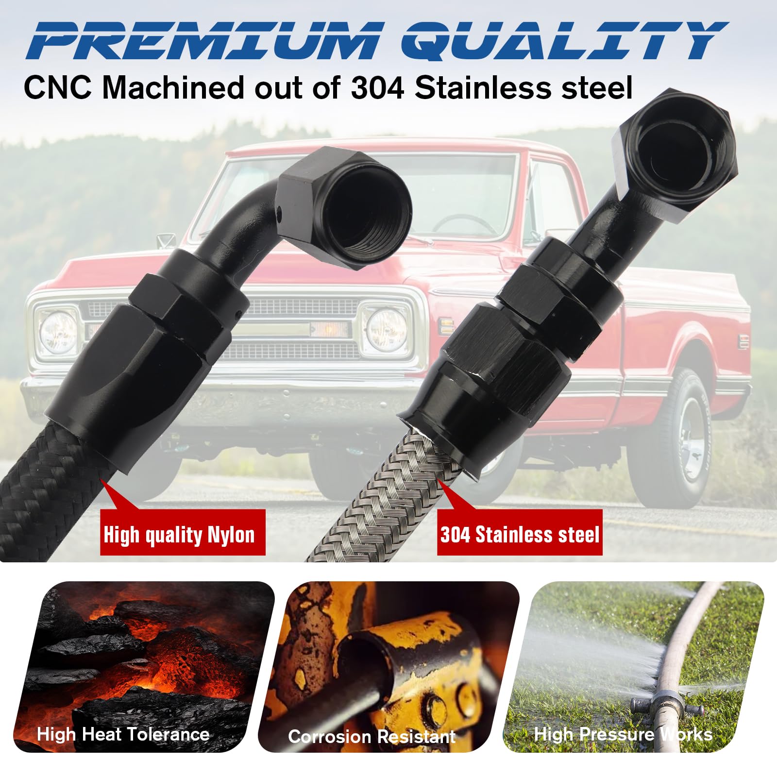 XDFDRF hoses and clamps close-up, rugged construction for racing or street use.