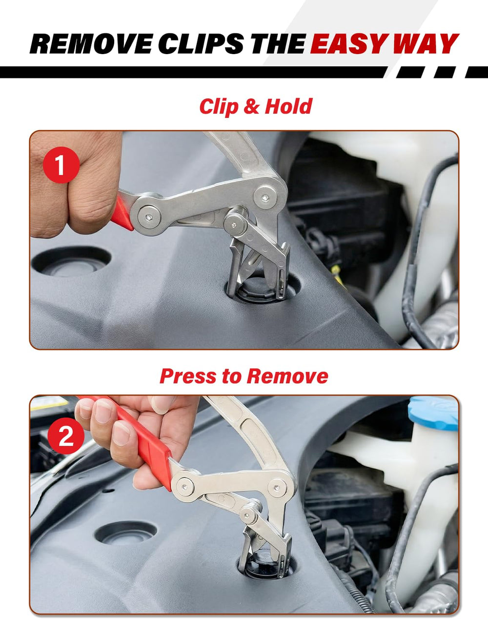 XENIVO auto-aligning jaw design shown during clip removal