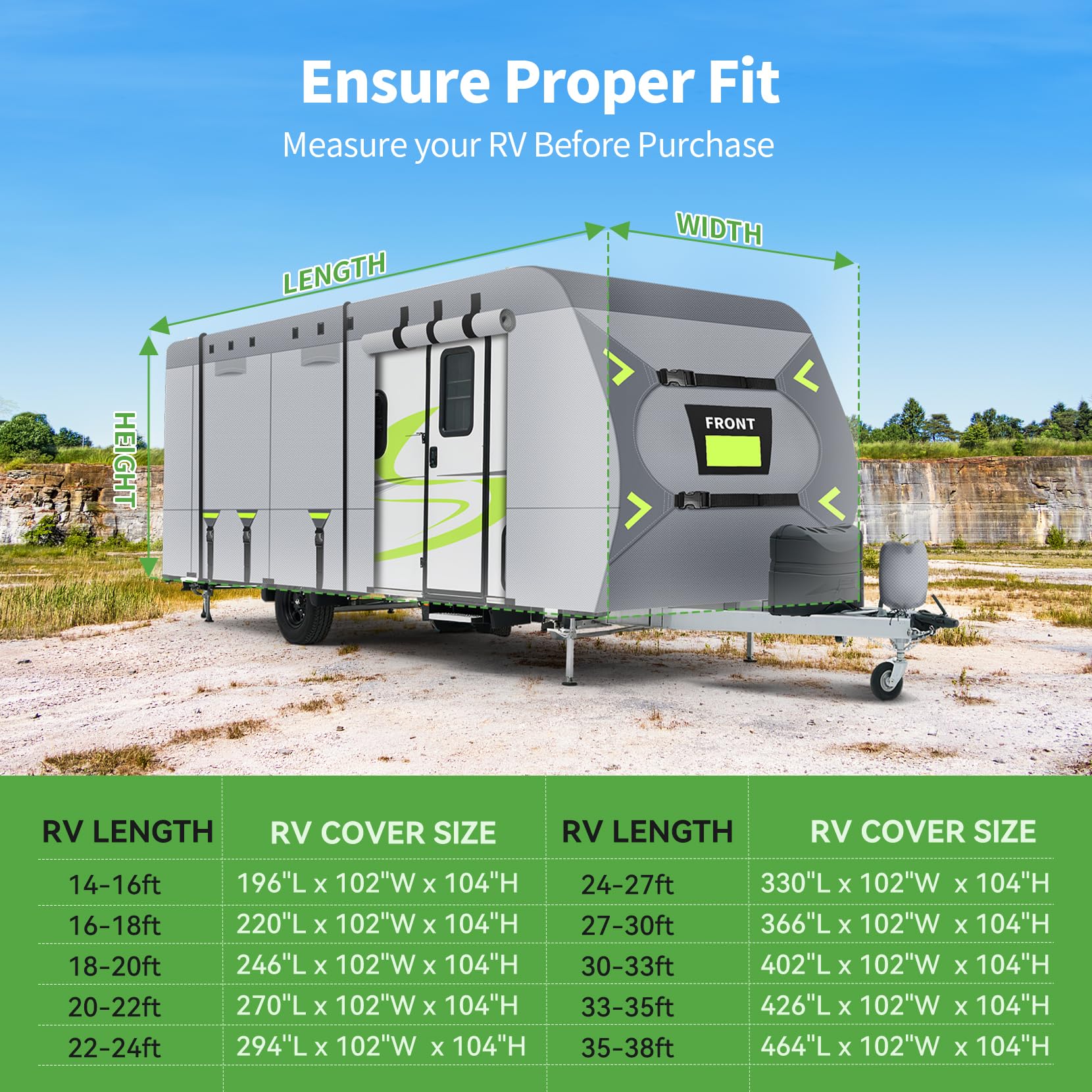 Xenjum RV cover complete kit with storage bag and accessories