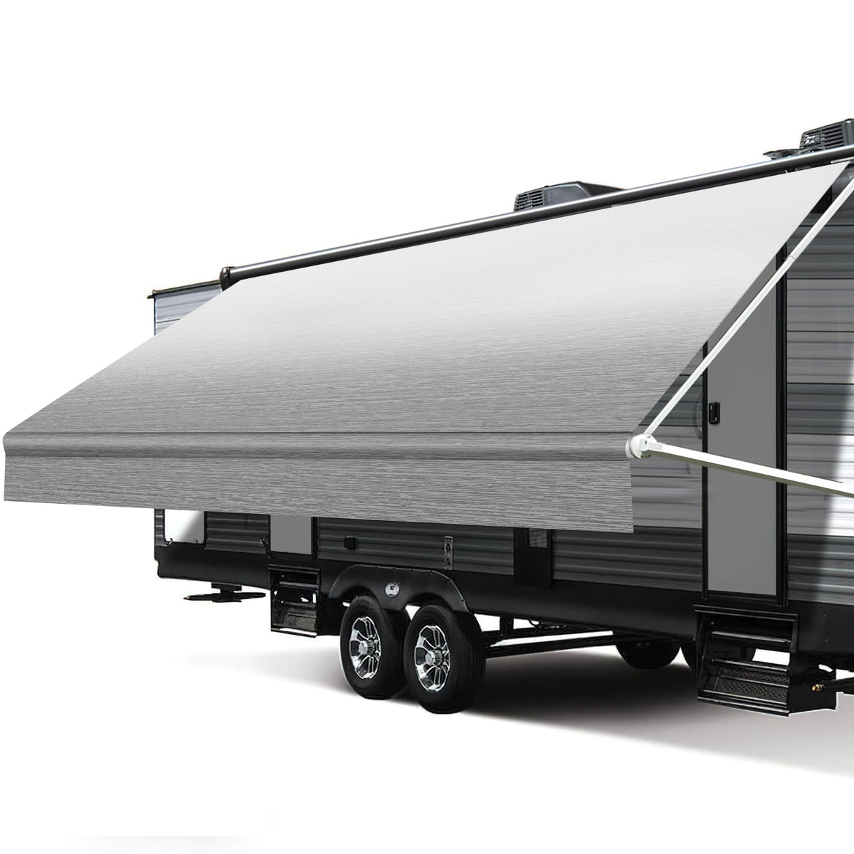 Xenjum RV awning fabric replacement gray fade packaging shows durable, weather-ready components.