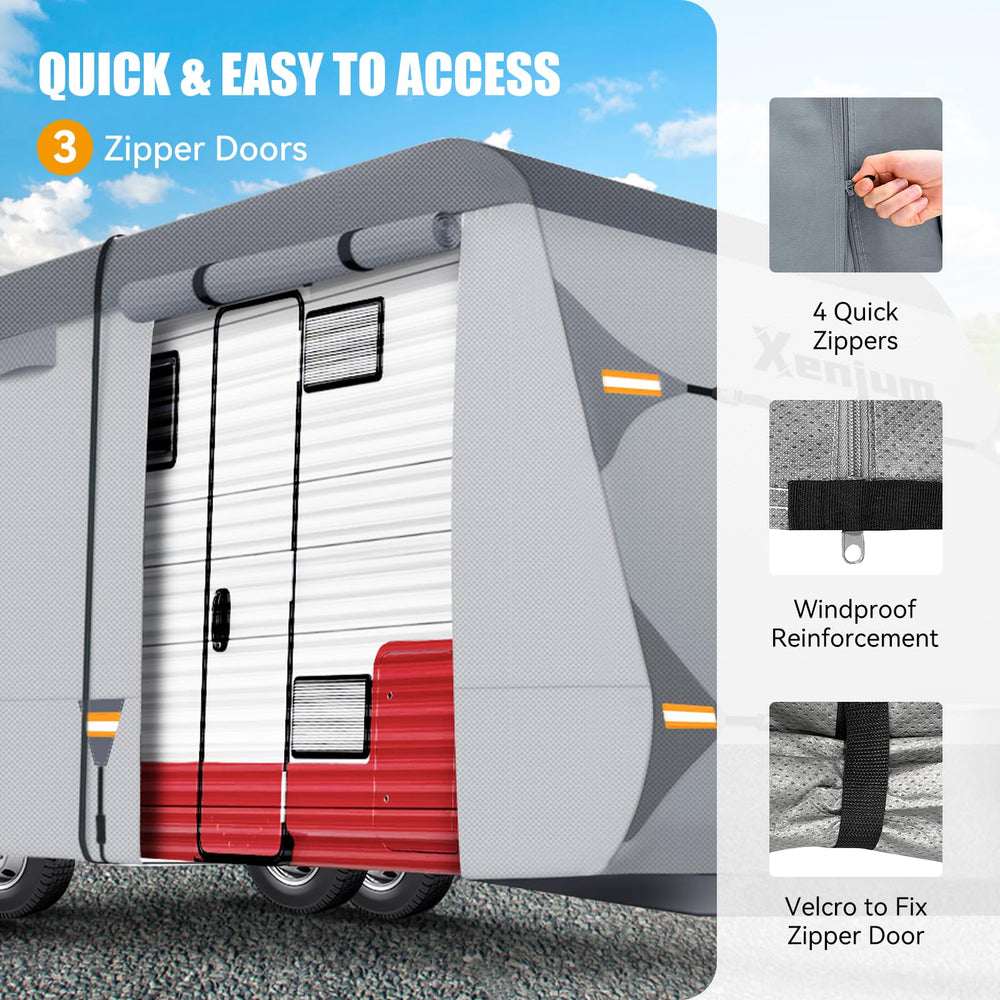 Xenjum travel trailer cover air vents prevent interior moisture buildup.