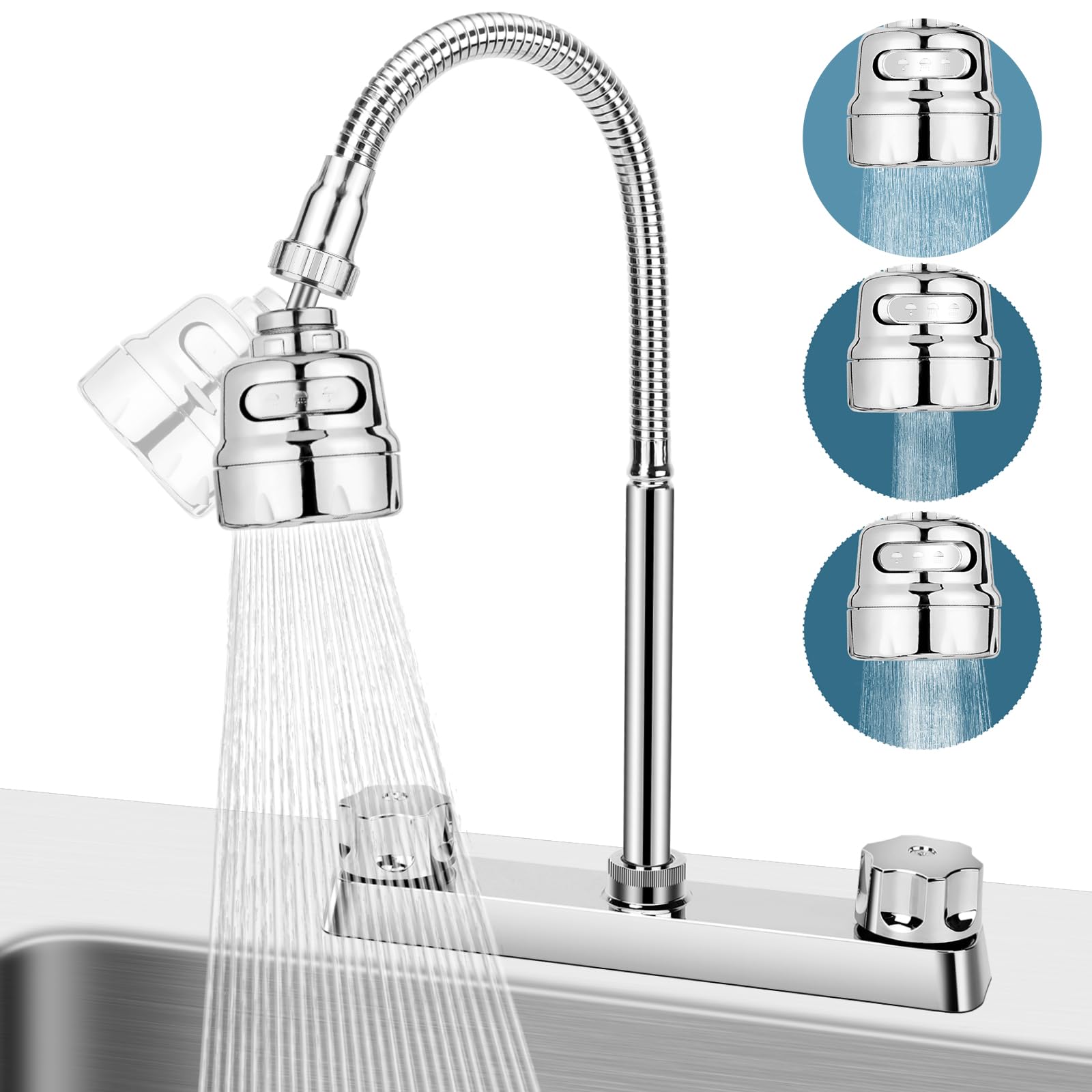 XFIRE-GEAR RV sink faucet silver plating for a camper-ready finish.
