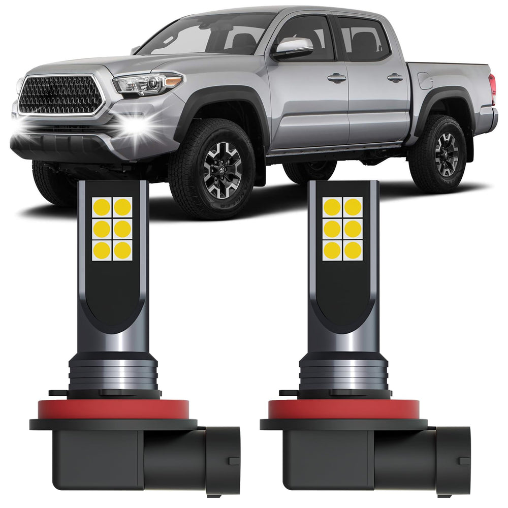 XFLHEHD Tacoma LED fog light packaging shows a complete two-piece upgrade kit for quick install.
