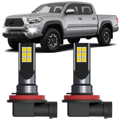 XFLHEHD Tacoma LED fog light packaging shows a complete two-piece upgrade kit for quick install.