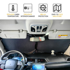 XHRING reinforced steel rings ensure windshade stays in place during drive.