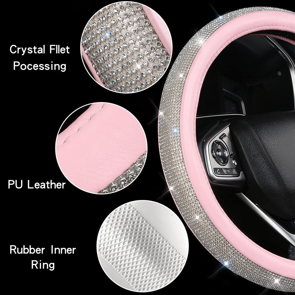 XIANGDING gift-ready pink bling steering wheel cover for gifting
