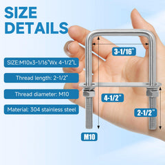  XIANGZI stainless steel 304 U-bolts, durable for outdoor use.