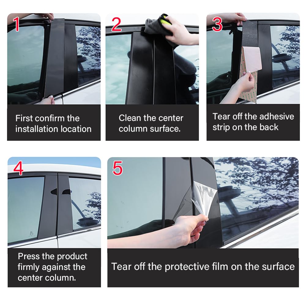 XICEWRY 8-piece CT5 black pillar stickers offer simple customization.
