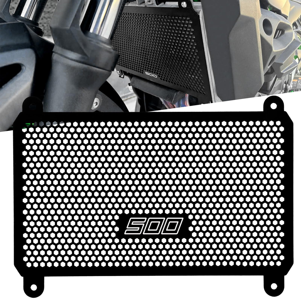 XIDAODIT radiator cover guard on Kawasaki Z500 front view protects radiator from debris.