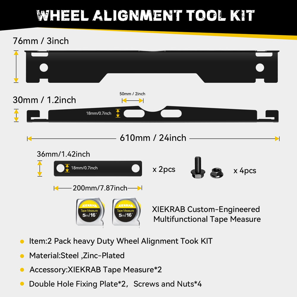 XIEKRAB wheel-alignment-tools kit built from heavy-duty steel for durability