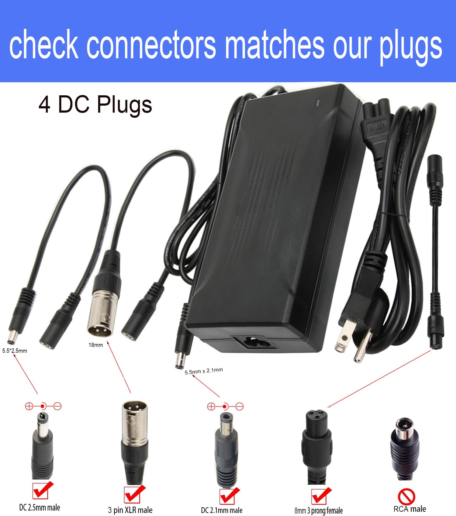 Xietongpo XLR connector and adapters support varied battery setups.