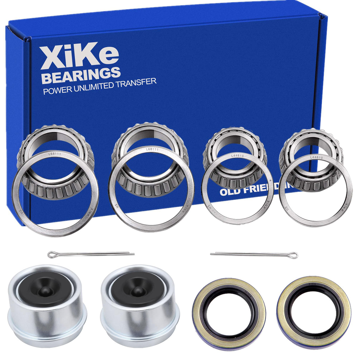XIKE trailer bearing kit assembly showing dual bearings for smooth rotation