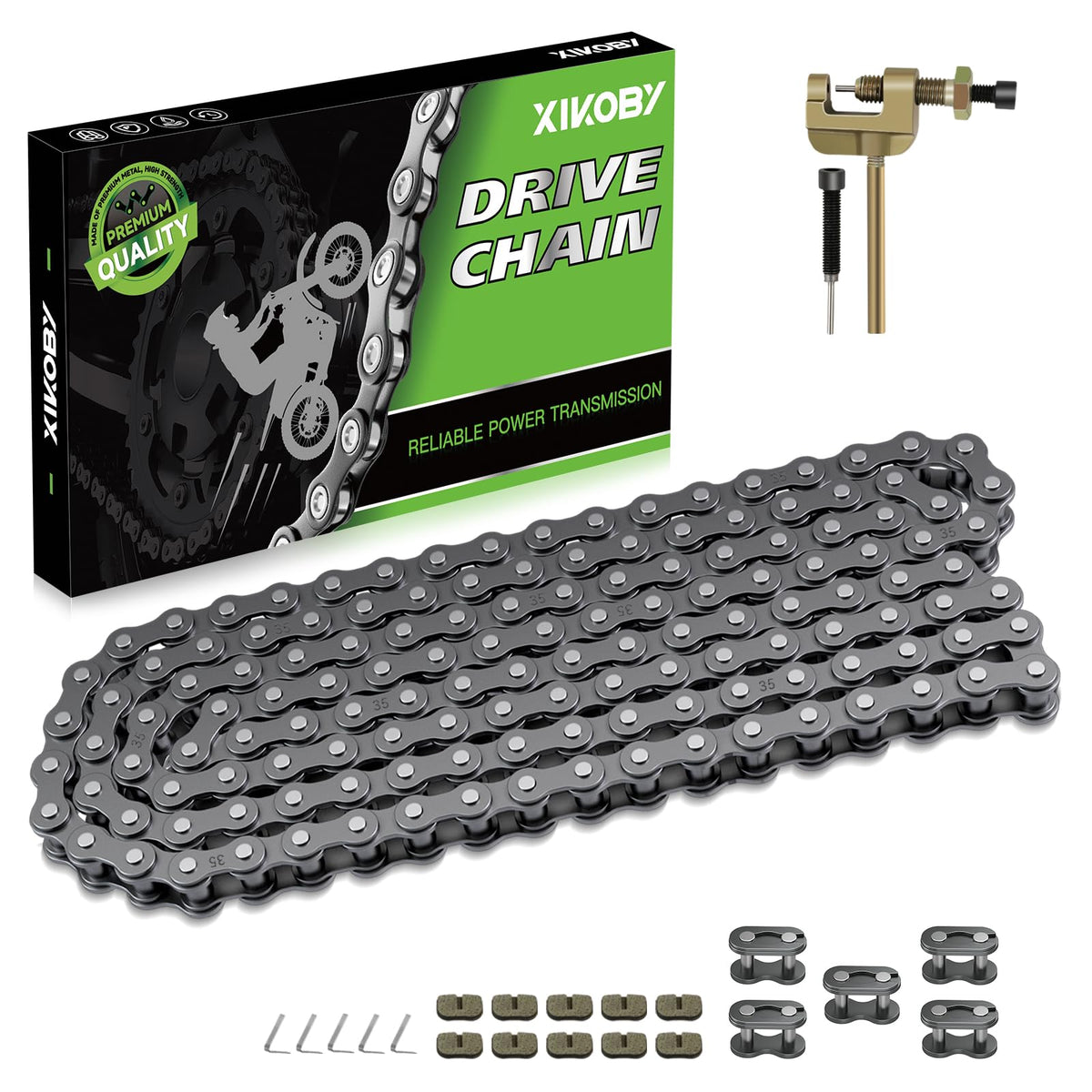 XIKOBY 35-chain 140-link kit for mini bikes supports reliable field maintenance.
