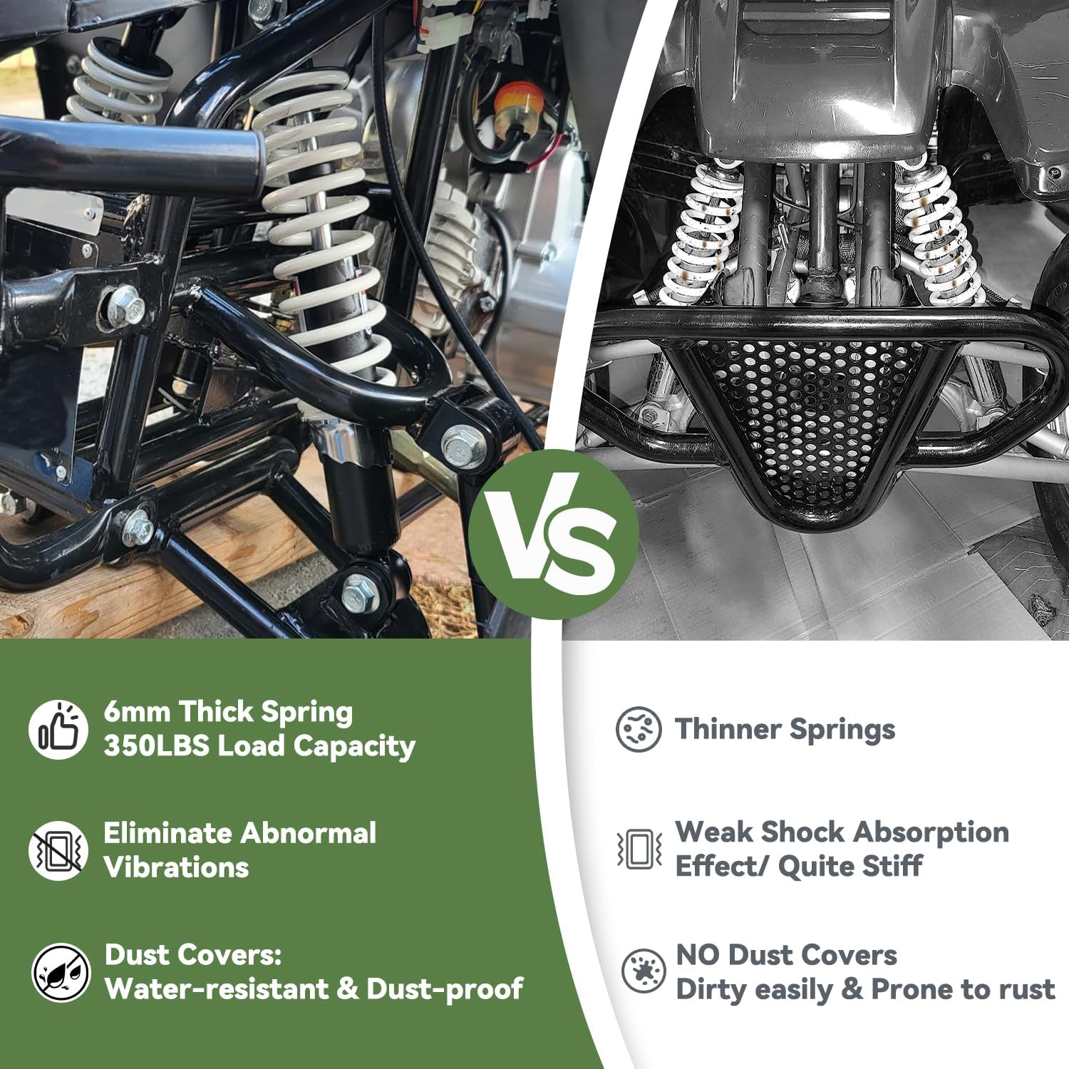 XIKOBY adjustable-length shocks let you tailor ride feel for different ATVs.