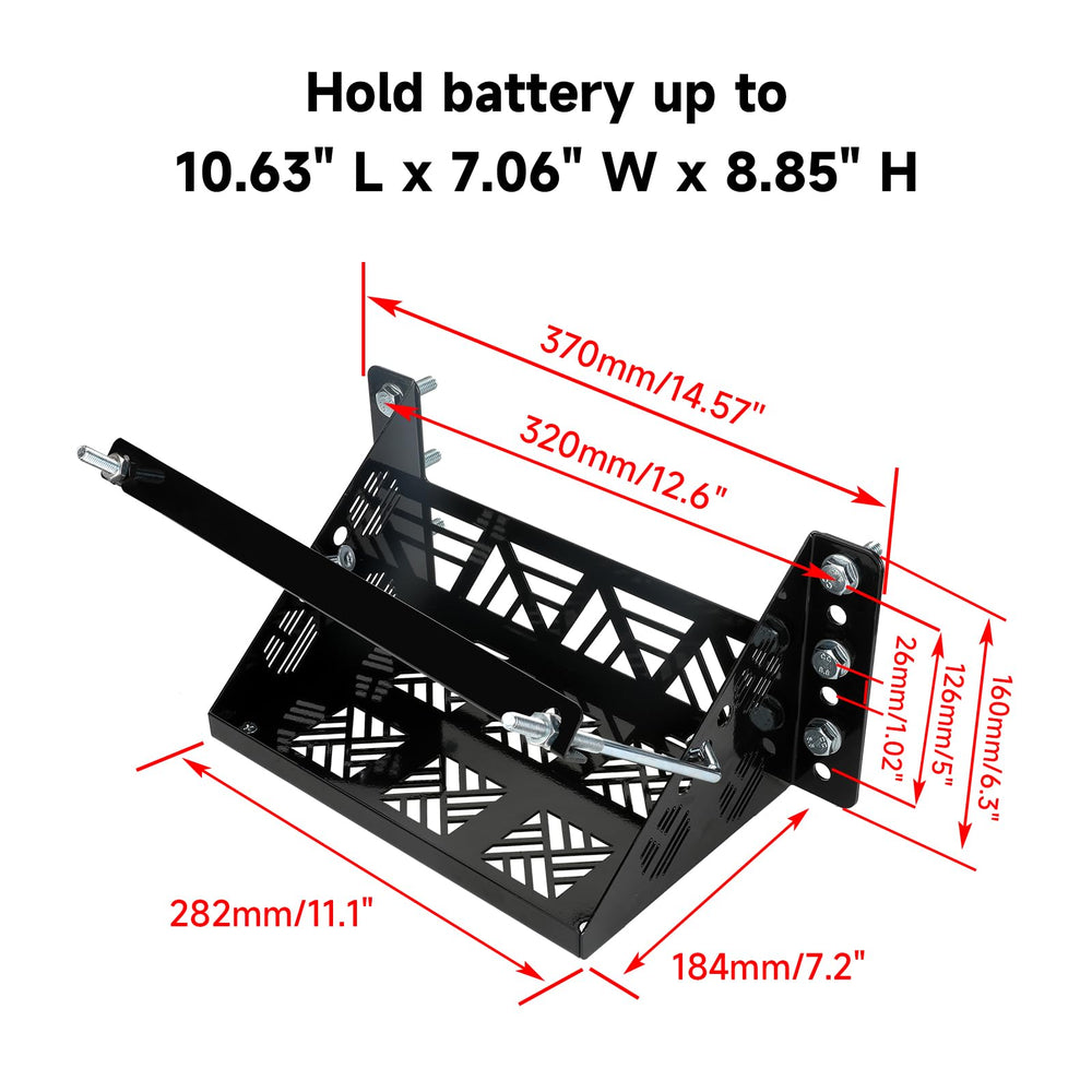 XIKOBY battery tray mounting holes shown for diversified vehicle frames.