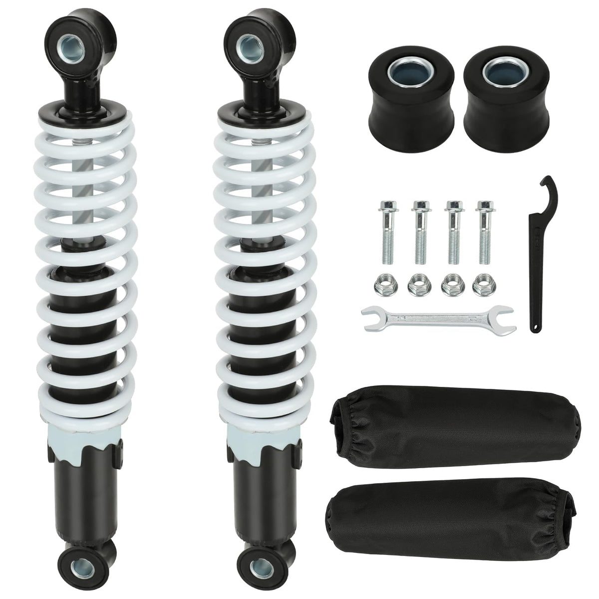 XIKOBY front shock absorbers 275mm for smoother rides on bumpy trails.