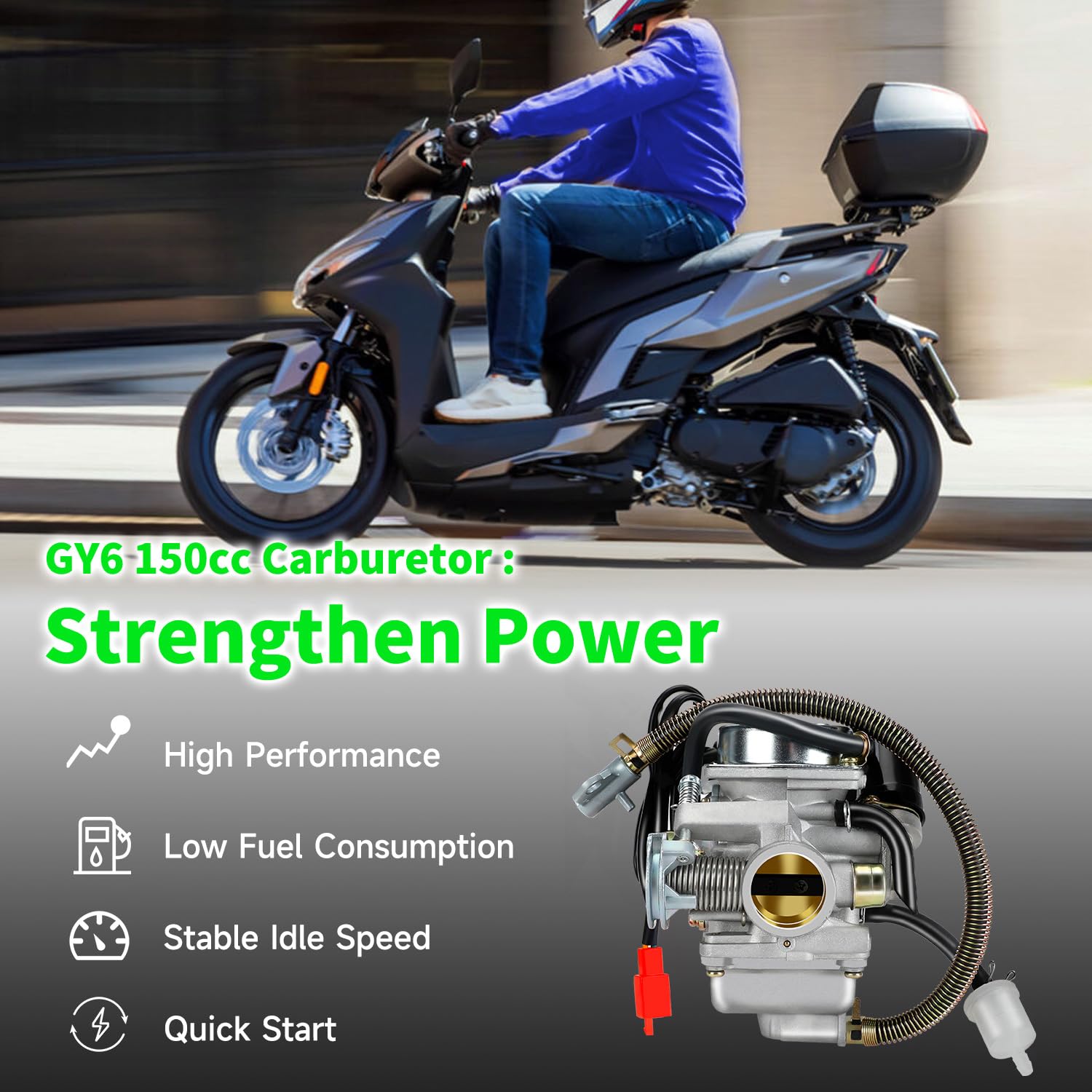 XIKOBY gy6 150cc air filter upgrade showing larger capacity