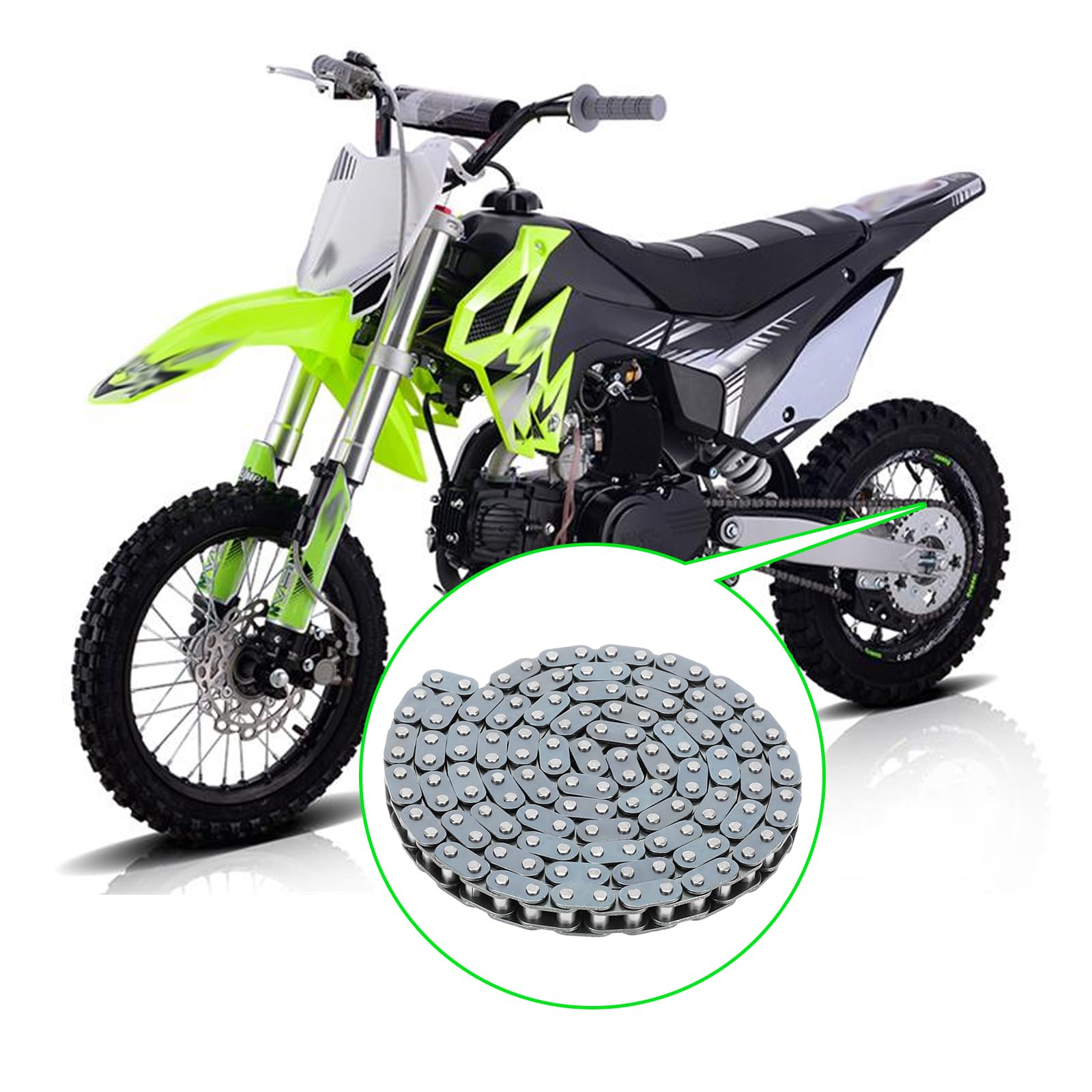 XIKOBY pit bike drive system image illustrates smooth operation.