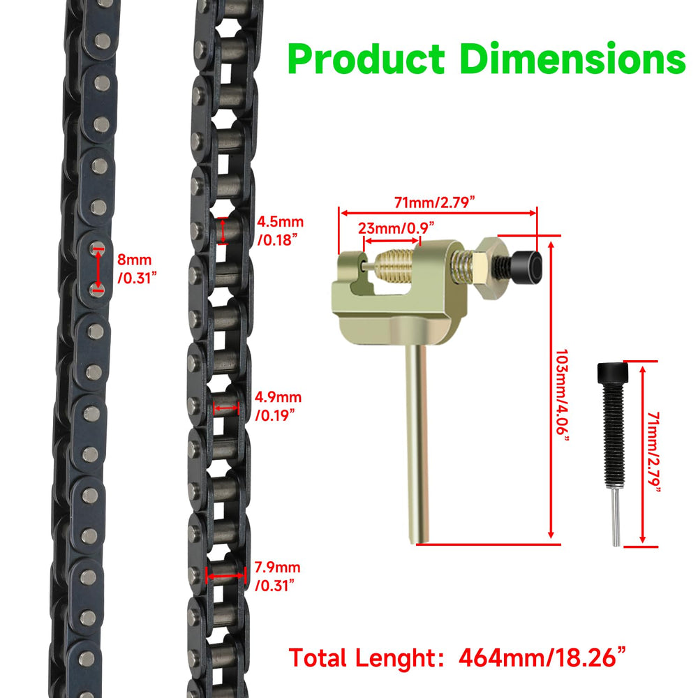 XIKOBY chain kit includes master links for easy sizing and reassembly.