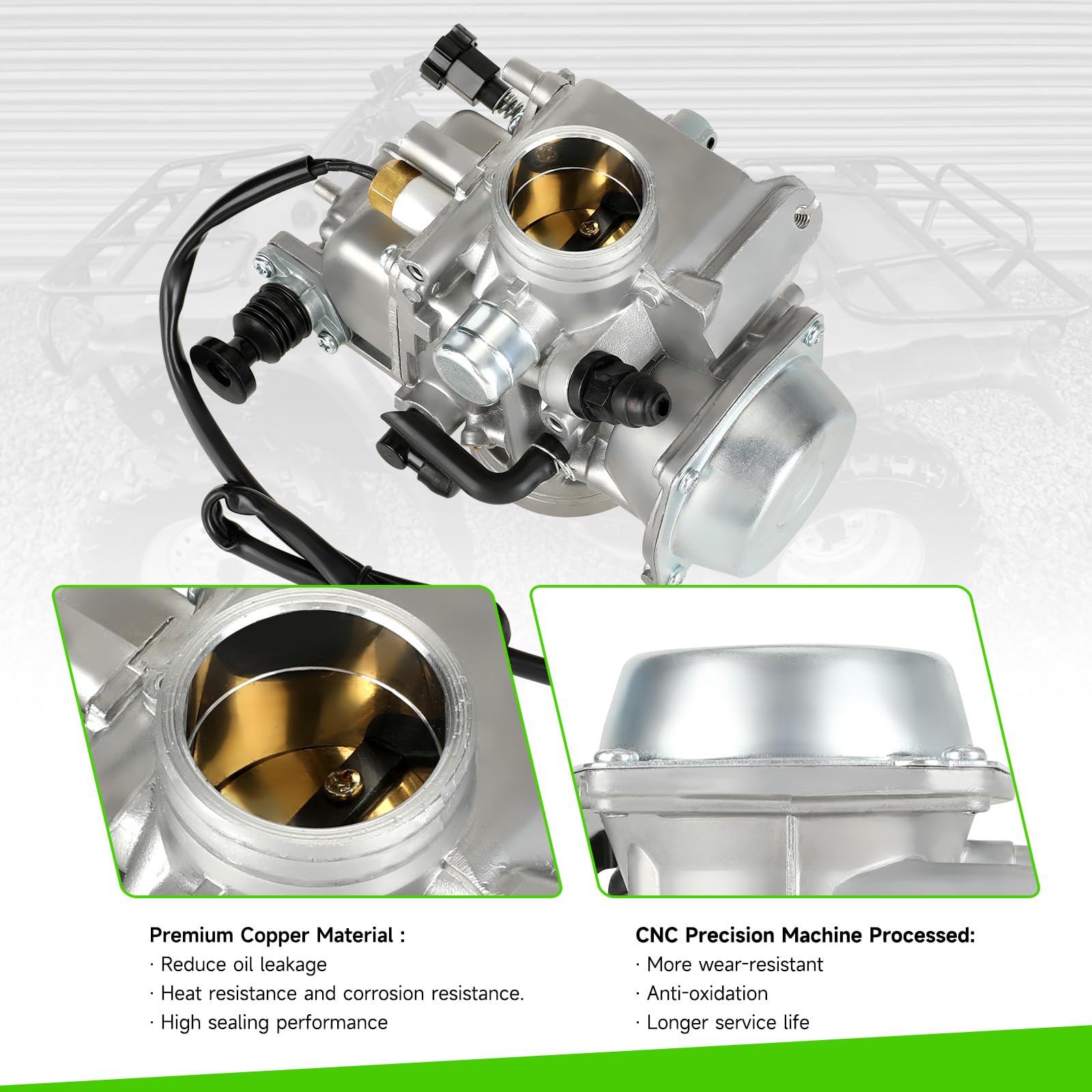XIKOBY TRX350 carburetor kit throttle base cover image highlights secure installation