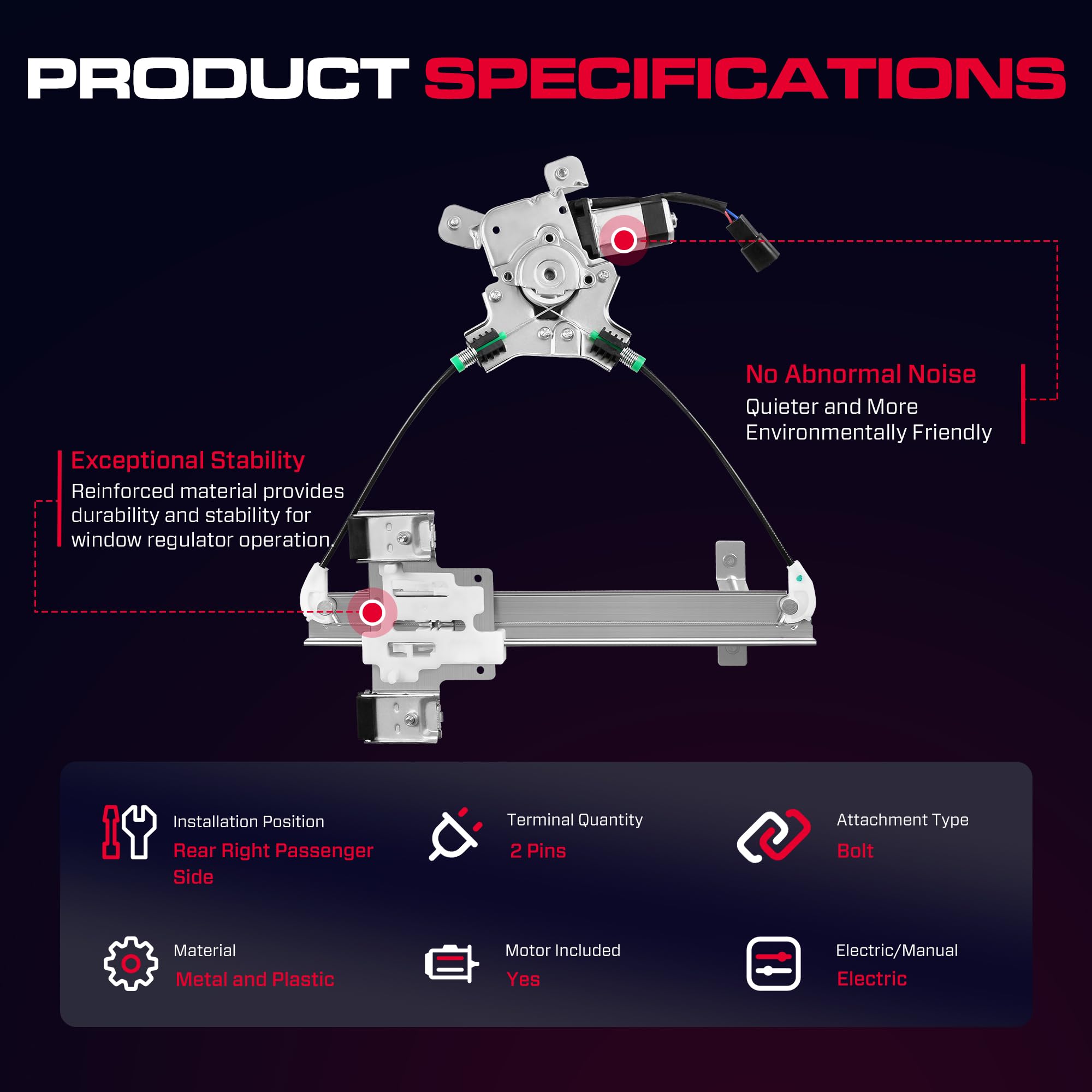 XIMAKA Chevrolet Tahoe regulator fits rear window for consistent movement