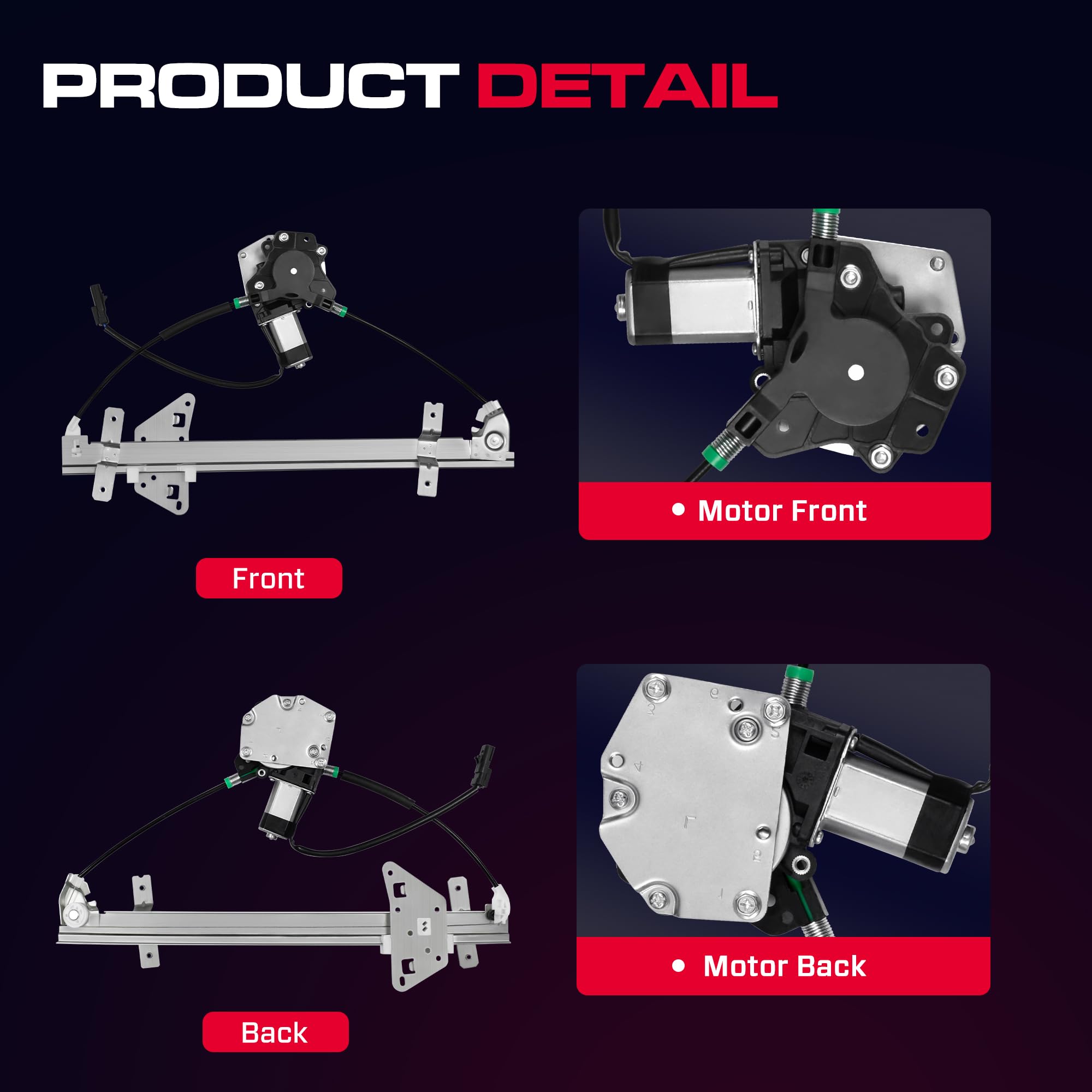 XIMAKA window regulator motor assembly designed for older Dodge connectors.